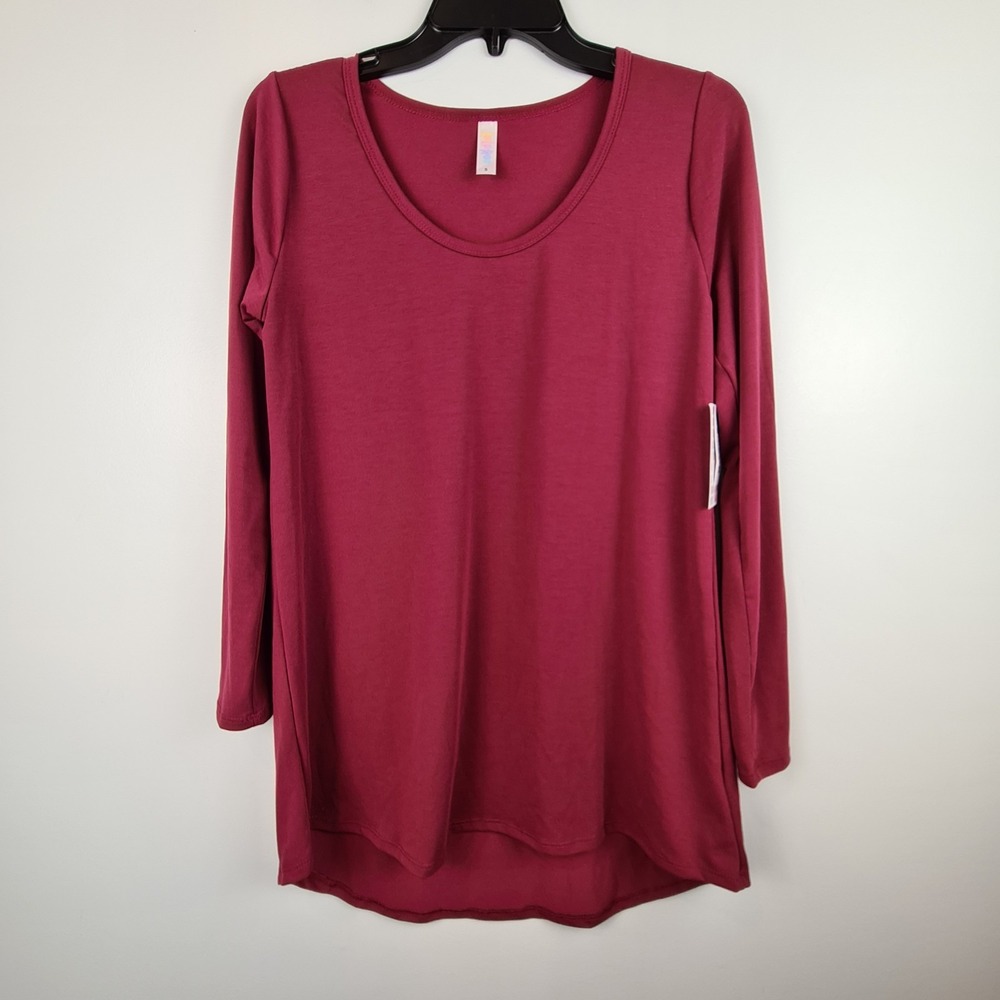 LuLaRoe Women's Lynnae Long Sleeve‎ Top Size Small In Berry Tunic Comfort Round